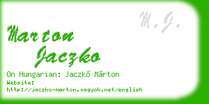 marton jaczko business card